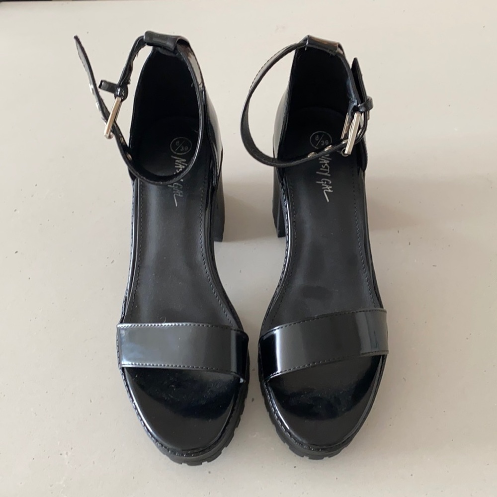 Black Nasty Gal Chunky Heels size 8.5